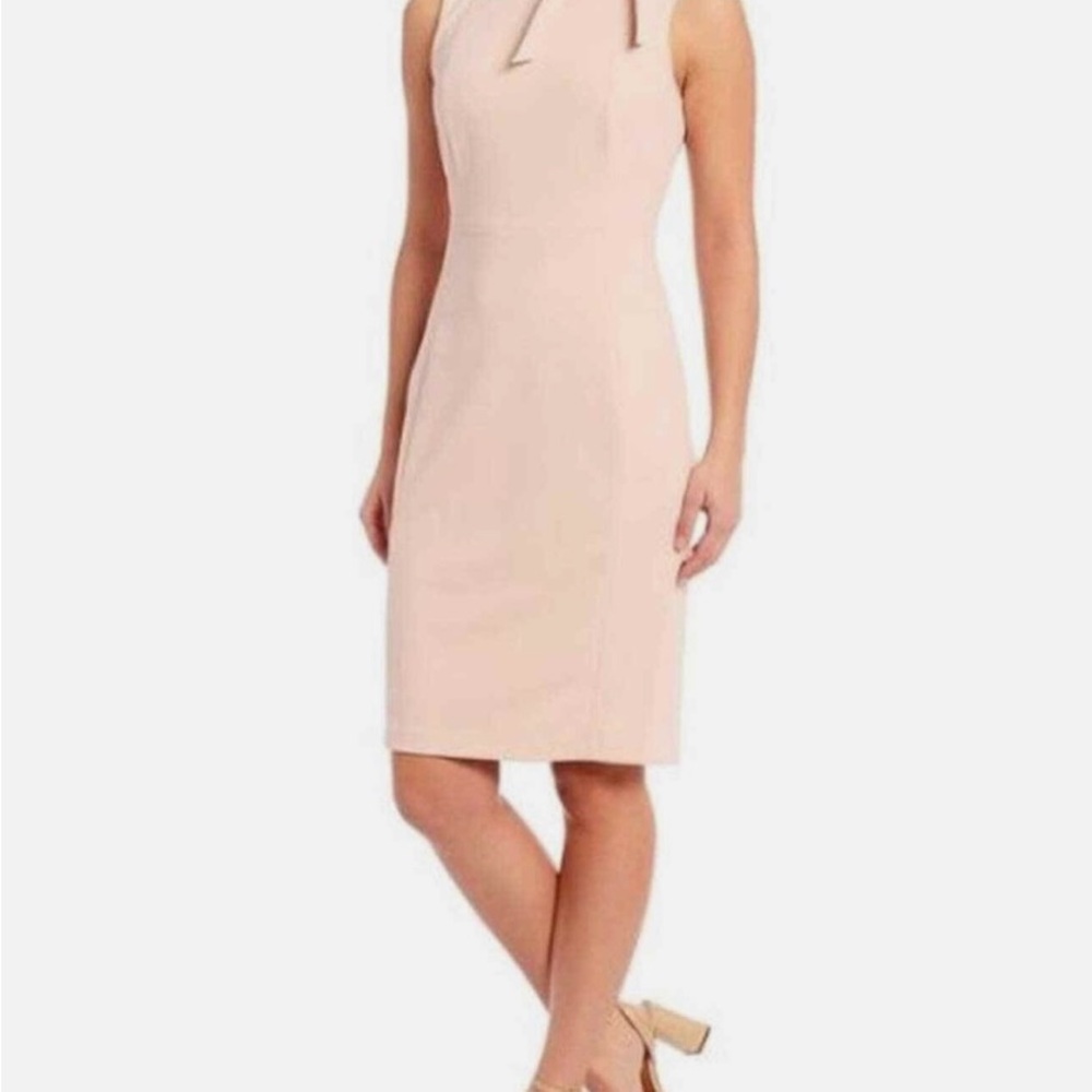Calvin Klein Pink Sheath Midi Dress with Halter Neckline